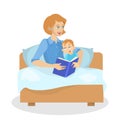 Mother reading book for a kid at bedtime Royalty Free Stock Photo