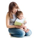 Mother reading a book to baby boy Royalty Free Stock Photo