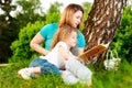 Mother reading book to her daughter Royalty Free Stock Photo