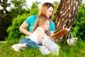 Mother reading book to her daughter Royalty Free Stock Photo