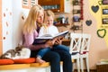 Mother reading night story to kid at home Royalty Free Stock Photo