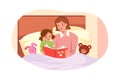 Mother reads bedtime story to put her child to bed. Baby girl sleeping after reading a book Royalty Free Stock Photo