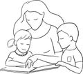 Mother reads book to the children Royalty Free Stock Photo