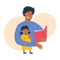 Mother reads a book to her child, african american woman and girl. Mom and daughter reading or studying  together. Home education Royalty Free Stock Photo