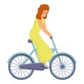 Mother ride bike icon, cartoon style Royalty Free Stock Photo