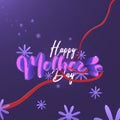Happy Mother\'s Day 3d realistic purple background. Mothers Day 3d text shape with ribbon vector illustration.