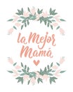 Mother\'s Day card. Best mother - in Spanish. Lettering. Ink illustration. Modern brush calligraphy. La mejor Mama Royalty Free Stock Photo