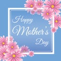 Mother`s day card on blue backround Royalty Free Stock Photo