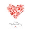 Mother`s Day card with flower heart shape