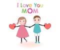 Mother's day card kids holding heart vector