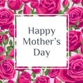 Mother`s day card. Vector greeting square banner for social media, online stores, poster. Text of happy mother`s day. A vignette Royalty Free Stock Photo