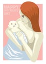 Mother's Day Cartoon Vector Illustration Royalty Free Stock Photo