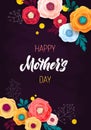 Mother`s Day CHALKBOARD Greeting Card. Confetti and Rose Floral Background