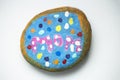 Mother`s day gift, painting stone with word MOM and colorful painting