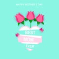 Mother s day greeting card with beautiful roses, heart shaped frame. Happy mother s day. Vector Royalty Free Stock Photo