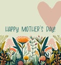 Mother's Day greeting card. Floral colourful banner, background, illustration, card, post.