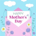 Mother`s day greeting card with flowers background, vector design illustrations Royalty Free Stock Photo