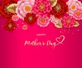 Mother`s day greeting card with flowers background. Vector