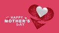 Mother`s day greeting card with Heart, love pattern and pink color background. Concept celebration the holiday of mom