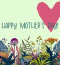 Mother's Day greeting card. Floral colourful banner, background, illustration, card, post.