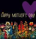 Mother's Day greeting card. Floral colourful banner, background, illustration, card, post.