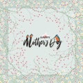 Mother\'s day greeting card with Spring flowers border on green mint pastel background, Vector illustration backdrop of Royalty Free Stock Photo