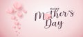 Mother's day greeting card. Vector banner with flying pink paper hearts. Royalty Free Stock Photo