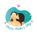 Mother`s Day illustration with a child giving a surprise to his mother