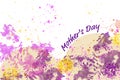 Mother`s Day illustration with colorful tones in pink, yellow purple and orange on a white background.