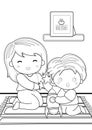 Mother\'s Day Love Kids Coloring Pages A4 for Kids and Adult