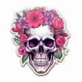 Mother\'s Day Skull Sticker With Floral Design