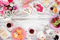 Mothers Day tea frame over a white wood background Royalty Free Stock Photo