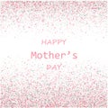 Mother s Day vector card. Blue and pink paint brush strokes background, gold glitter confetti shining. Moms holiday Royalty Free Stock Photo