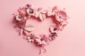 day rose wedding beauty valentine love flower pink card background heart. Generative AI.