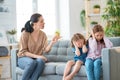 Mother is scolding children Royalty Free Stock Photo