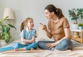 Mother is scolding her child girl Royalty Free Stock Photo