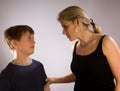 Mother scolding her son Royalty Free Stock Photo