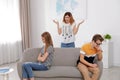 Mother scolding her teenager daughter and son Royalty Free Stock Photo