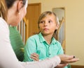 Mother scolding teenage son Royalty Free Stock Photo