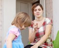 Mother scolds her child Royalty Free Stock Photo