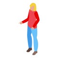 Mother serious discussion icon isometric vector. Wife talking