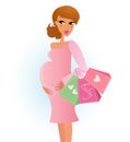 Mother shopping - pregnant woman with shopping bag