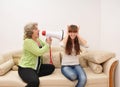 Mother shouting at doughter Royalty Free Stock Photo