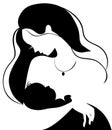 Mother silhouette with baby Royalty Free Stock Photo