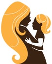 Mother silhouette with baby Royalty Free Stock Photo