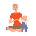 Mother and her joyful baby character Illustration Vector