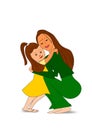 Mother smiling and hugging her doughter Stock Vector.Mother and Doughter Vector Image.