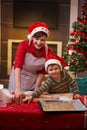 Mother and son baking together for christmas Royalty Free Stock Photo