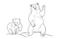 Mother and son 2 Bears illustration. White background. Children Coloring Book Pages