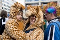 Mother and baby giraffes on Carnival in Dusseldorf Royalty Free Stock Photo